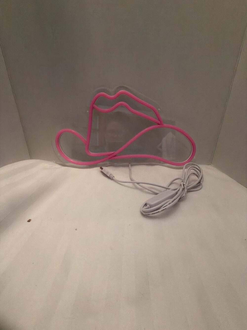 Cowboy Hat LED Neon Sign Pink Wall Decor USB